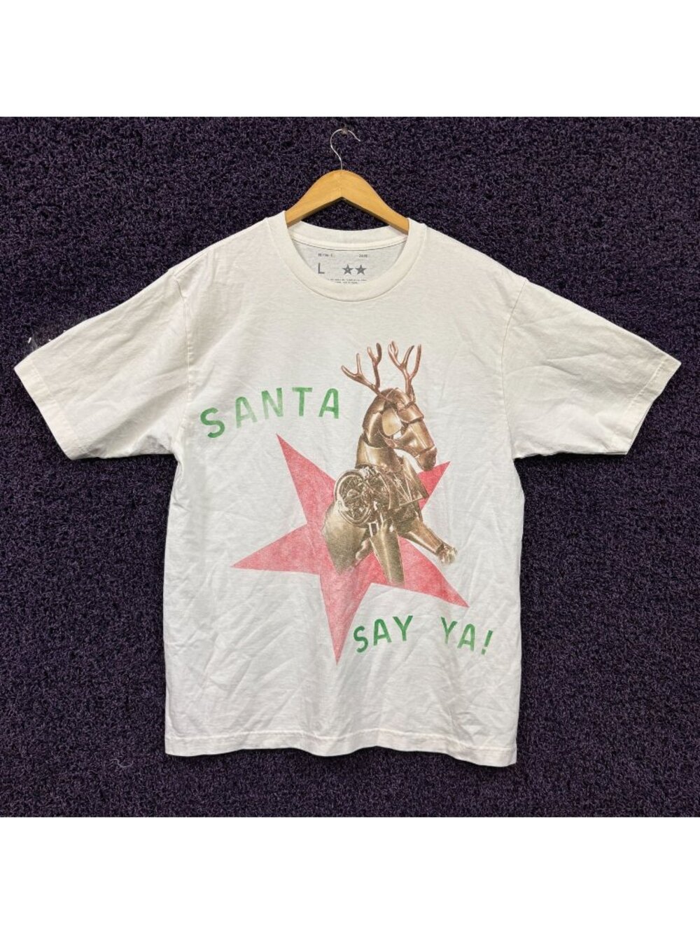 Beyoncé Santa Say Ya! Reindeer White T-Shirt Size Large